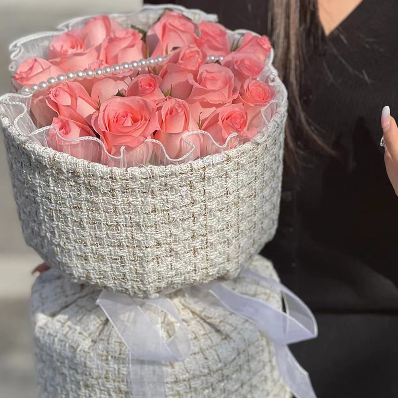 Golden Silk Chanel Style Fabric Floral Cloth Woolen Woolen Woolen Woolen Fabric for Women's Shoes and Hats Luggage