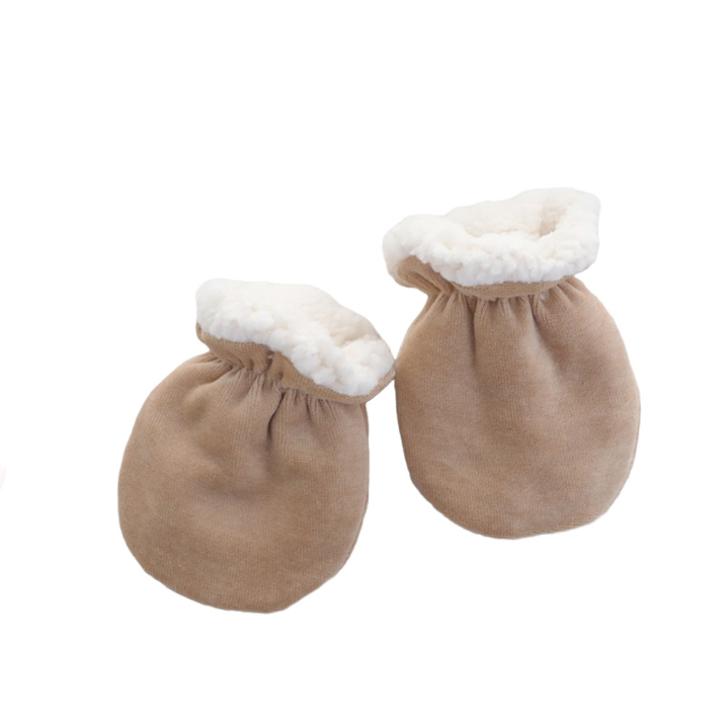 Baby Anti-scratch Gloves Autumn and Winter New Velvet Thickened Baby Velvet Colored Cotton Gloves Newborn Gloves
