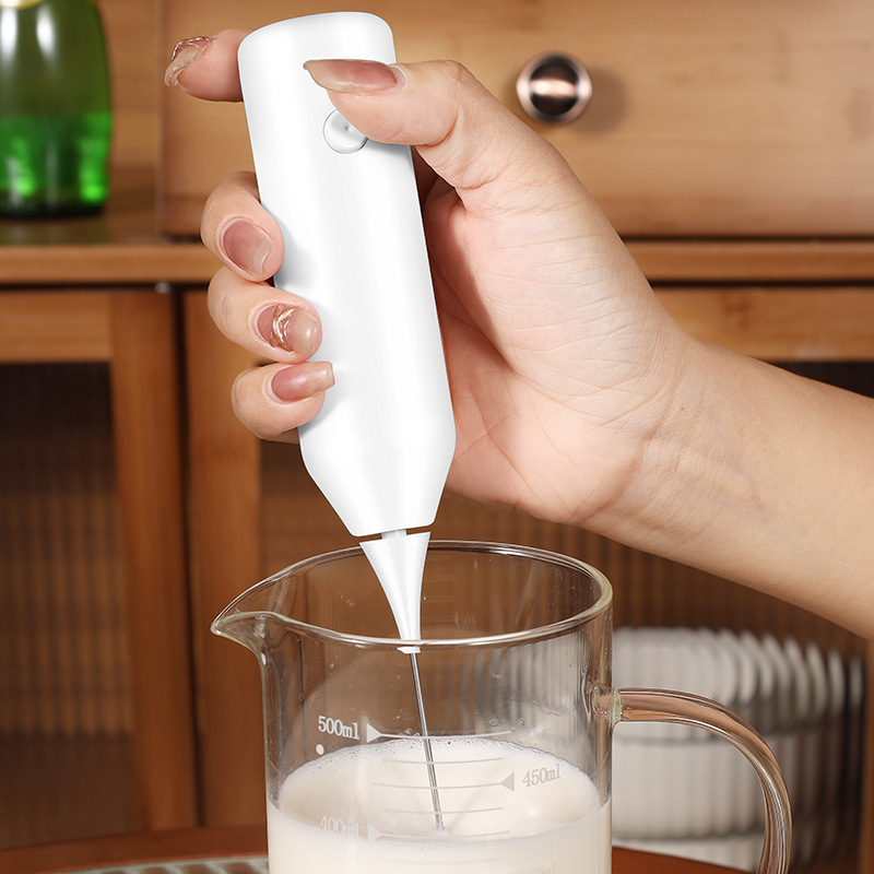 Cross-Border Milk Frother New Handheld Electric Abs Printable Logo Coffee Frother Machine Small Electric Milk Frother