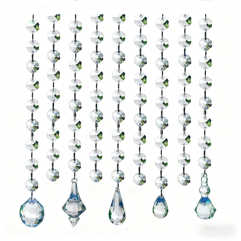 婚庆珠链路引八角珠链水晶亚克力珠串婚礼现场舞台吊顶DIY装饰帘