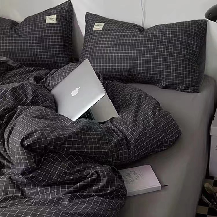 Ins Thickened Twill Scrub Quilt Cover Bed Sheet Three-Piece Set Four-Piece Set Student Quilt Cover Skin-Friendly Cotton Bed Use Beiqin