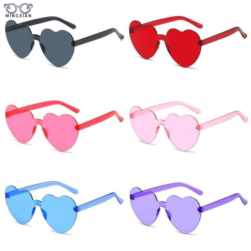 Модные солнцезащитные очки в форме сердца 2025 года, безрамочные очки, европейский и американский стиль