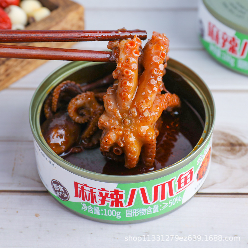 Консервированные острые маленькие морские осьминоги 100г готовая еда для интернет-звезд