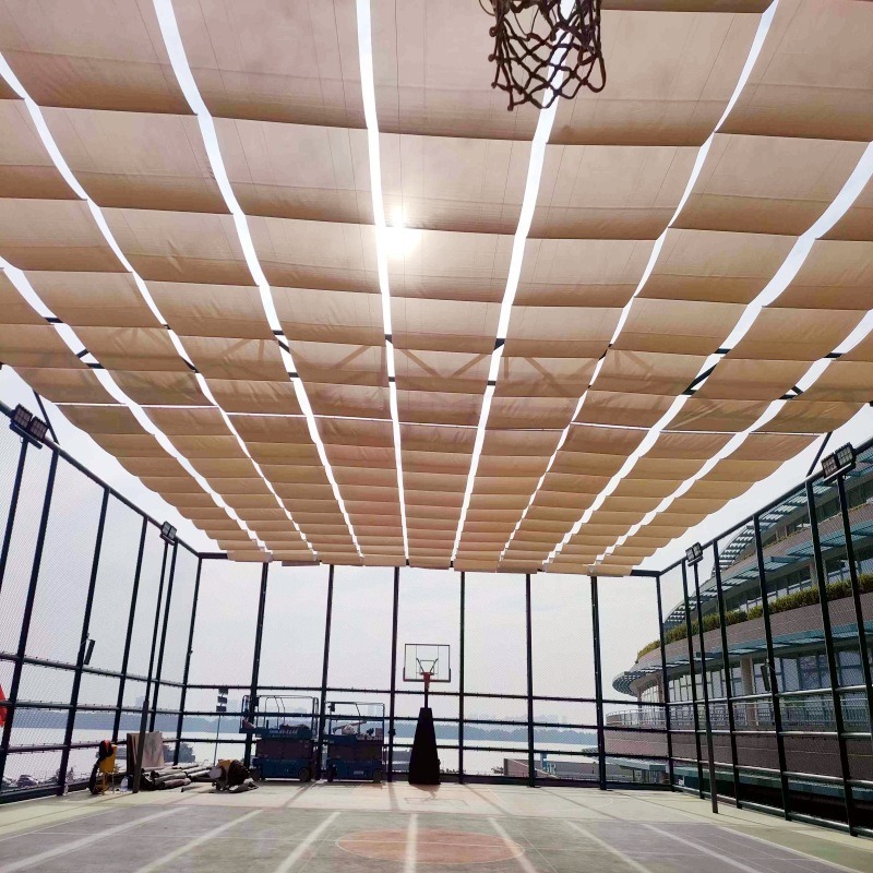 Kindergarten Outdoor Electric Sunshade School Stadium Thermal Insulation Wave Sail Amusement Park Outdoor Polyethylene Sunscreen Net