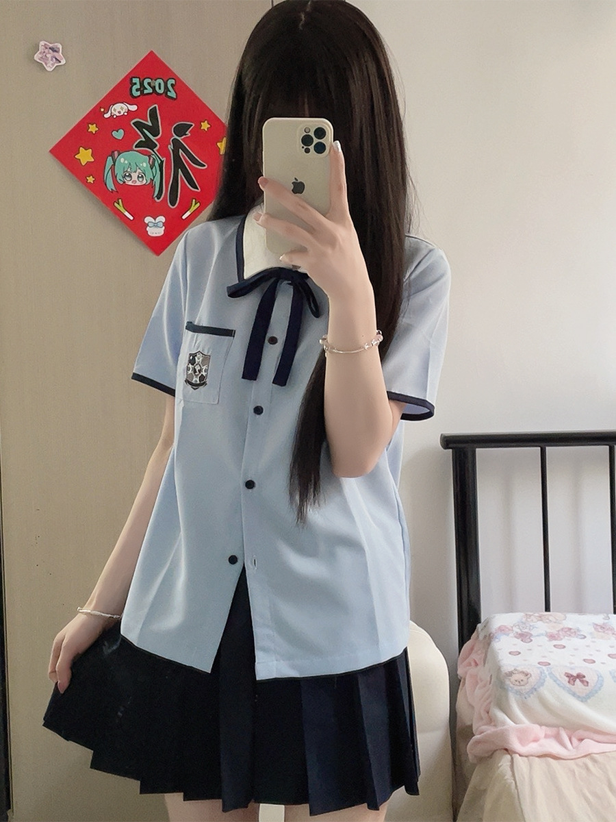 Xingnai school uniform original jk uniform summer shirt women's short sleeve graduation season college style class uniform Senior high school student suit