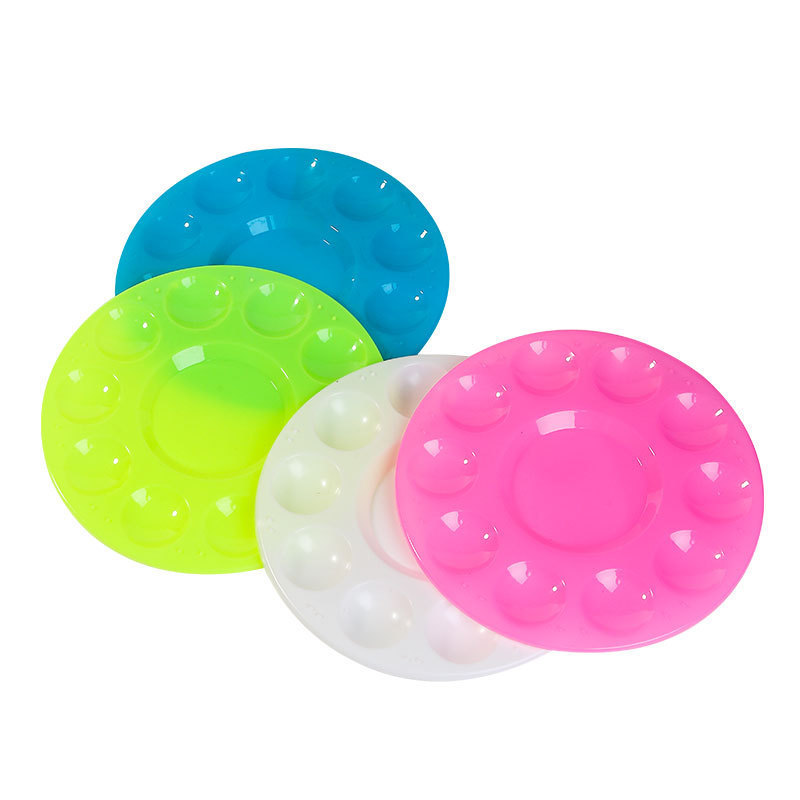 Cross-border children's art painting plastic round palette 10 holes round palette pigment palette dish