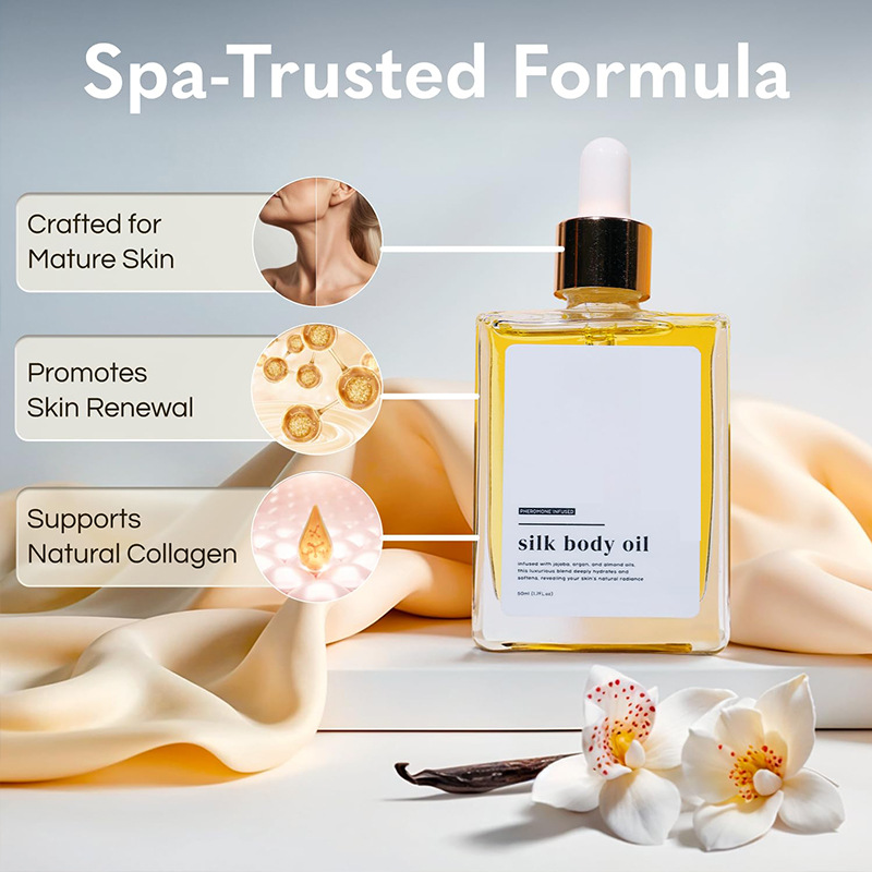 Cross-Border Customized Silk Body Oil Silky Body Oil Body Essential Oil Amazon Best-Selling Hot Model Oem Processing