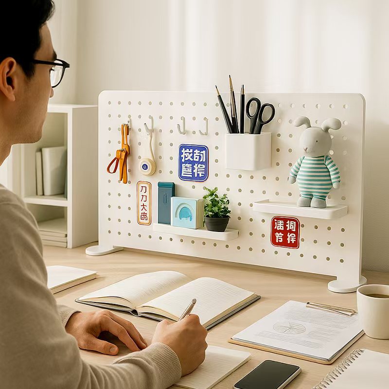 Factory Direct Sales Desktop Vertical Hole Board DIY Accessories Wall Storage Rack Punch-Free Office Desk Storage Rack