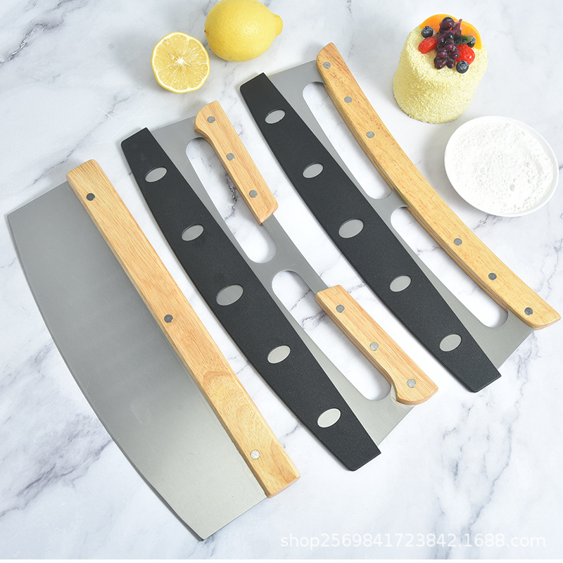 Нож для пиццы из нержавеющей стали Полукруглый нож для лапши Двуручный колющий нож Нож для нуги Нож для блинов Инструменты для выпечки
