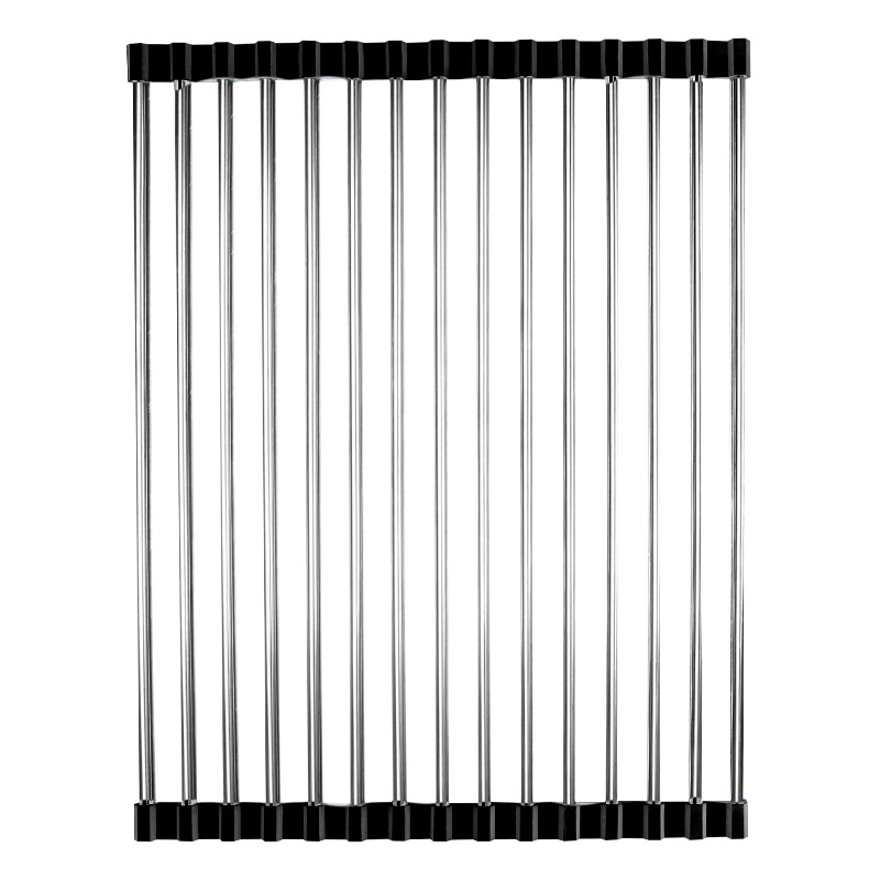 Cross-border Stainless Steel Folding Sink Drain Rack Multifunctional Silicone Roller Curtain Rack Household Vegetable Washing Basin Fruit and Vegetable Drain Water Curtain