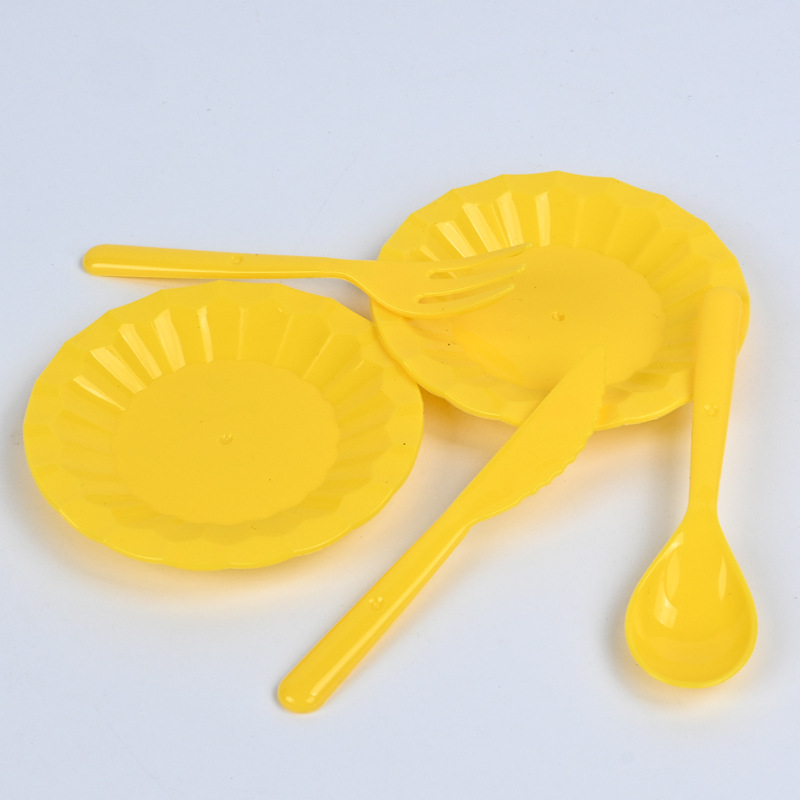 Miniature Food Toy Dinner Plate, Plate, Knife and Fork Props, Doll House DIY Food Toy Container, Plate, Spoon Scene