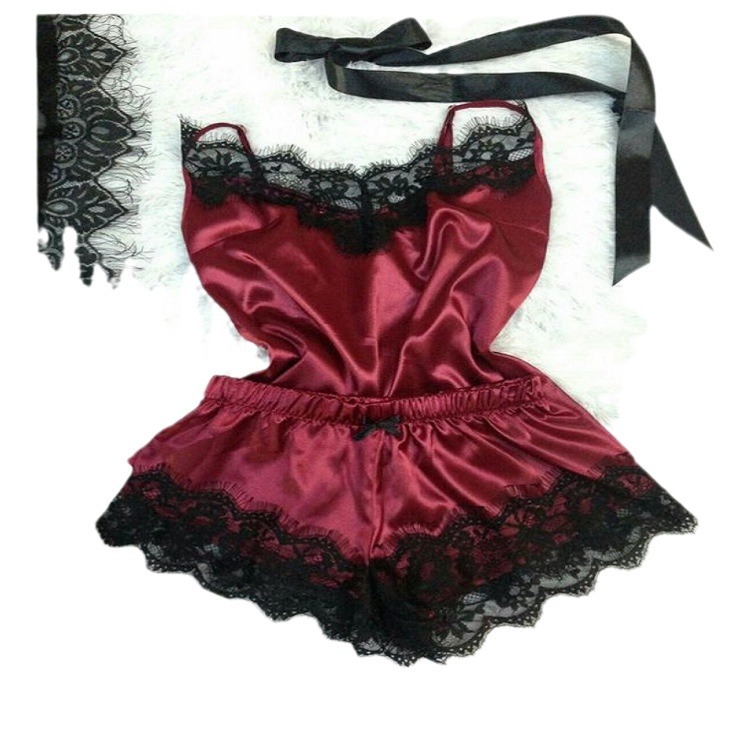 Factory direct sexy split pajamas set sexy lace strap new two-piece manufacturer 042