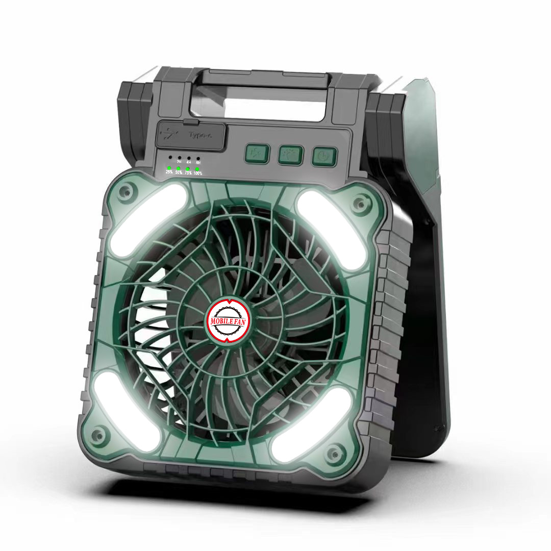 Cross-Border Solar Panel Fan Portable Charging Dual-Use Camping Folding Solar Fan Light Portable