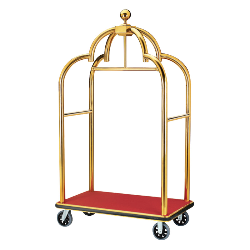 Titanium Gold Size Gold Top Luggage Trolley for Banquet Lobby Light Luxury Concierge Car Hotel Crown Luggage Car