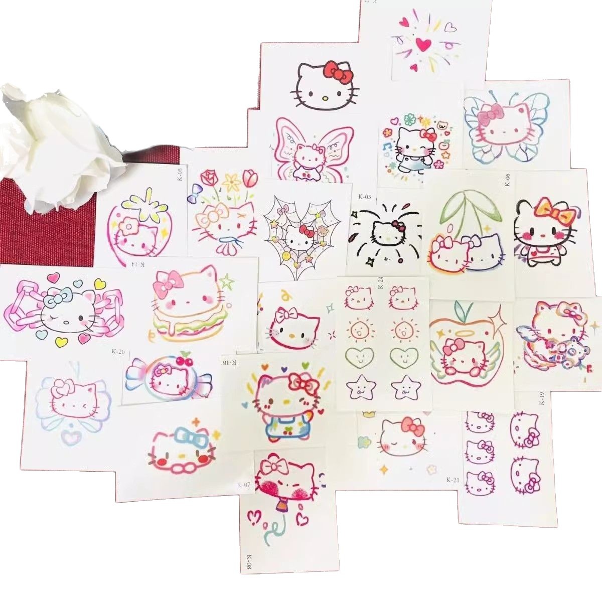 Colorful Kitty Cat Tattoo Waterproof Washable Non-Toxic Girl Lasting Cartoon Cute Sticker Figure Skin Nice