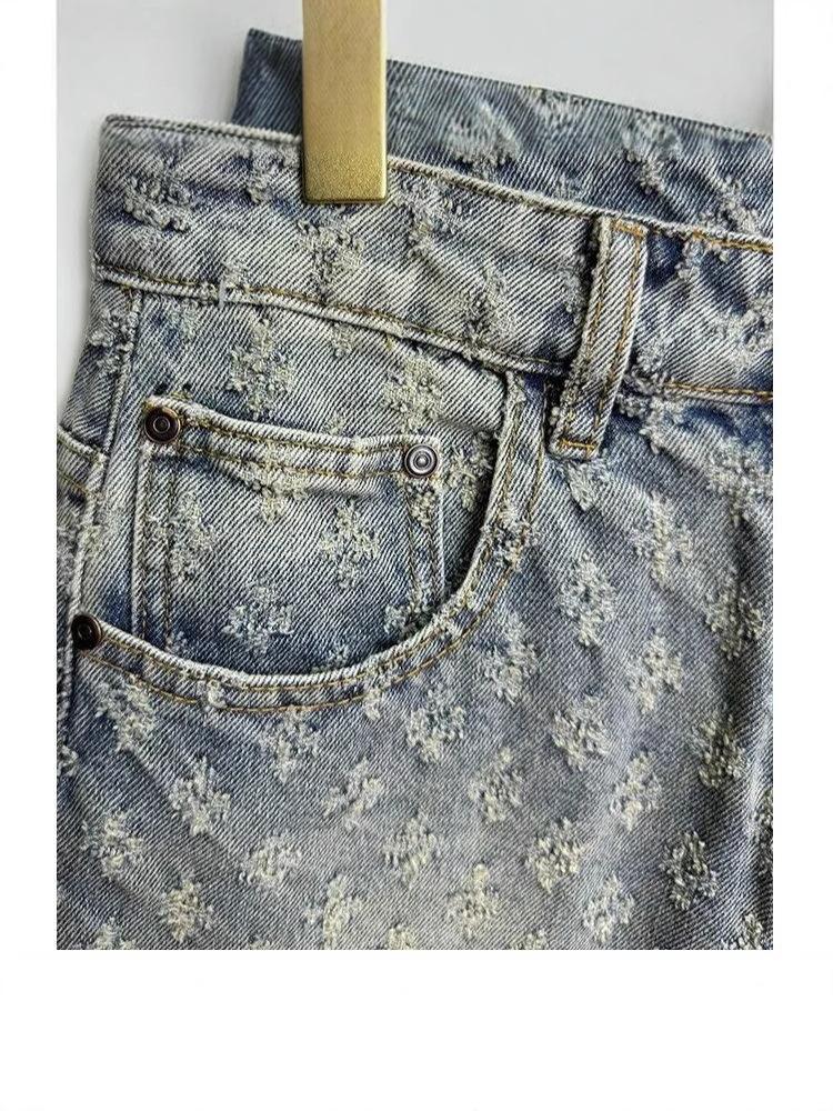 Denim Shorts Men's Summer Men's Tooling Pants Loose Straight Mid-Pants Loose Waist American Style High Street Fashionable Shorts