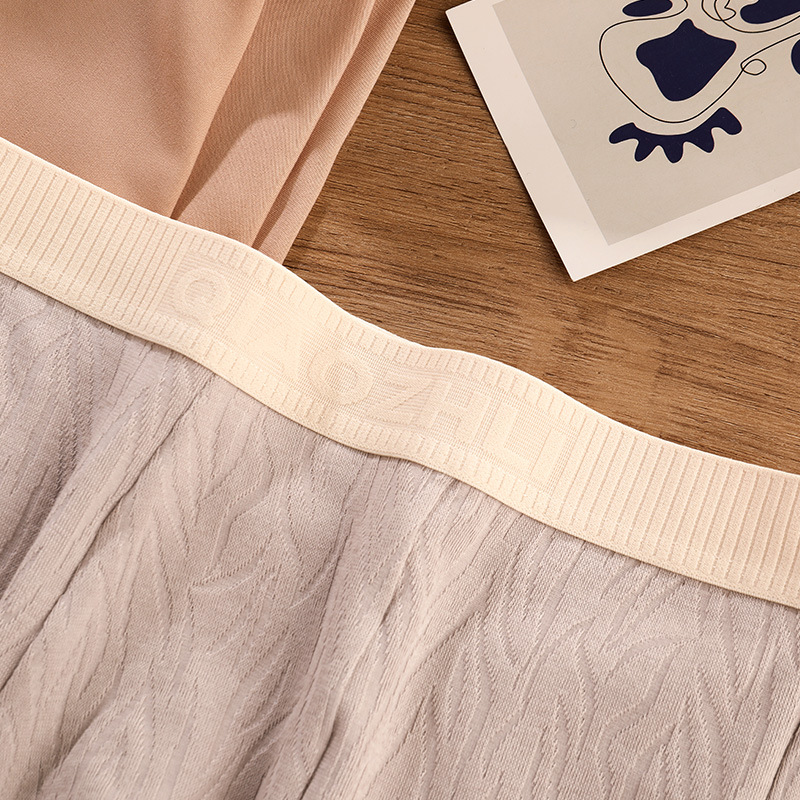 Men's Boxer Briefs Cotton Pure Color Willow Leaf Pattern Youth Loose Boxer Shorts Sports Breathable and Comfortable Pants