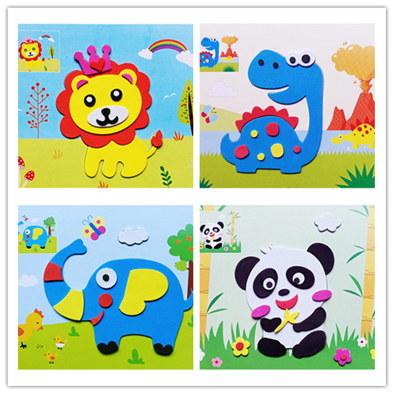 New Small EVA Layer Sticker Kindergarten Handmade Material Bag Creative Educational Toys Transportation Sticker