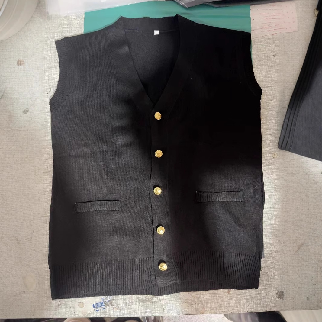 Gentle Knitted Cardigan V-Neck Vest Jk Japanese College Style Coat Vest Sweater Black Outer Knitted Vest