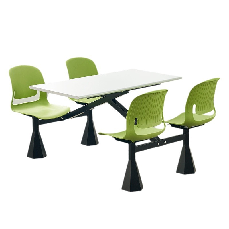 Canteen Conjoined Fast Food Table and Chair Combination School Canteen Staff Canteen Area Restaurant Four-Person Conjoined Waterproof Dining Table