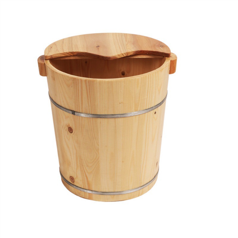Warm Foot Bath Bucket, Traditional Xizang Foot Bath Bucket, Foot Bath Bucket, Solid Wood Foot Bath Bucket, Small Deep Bucket with Lid Wooden Bucket