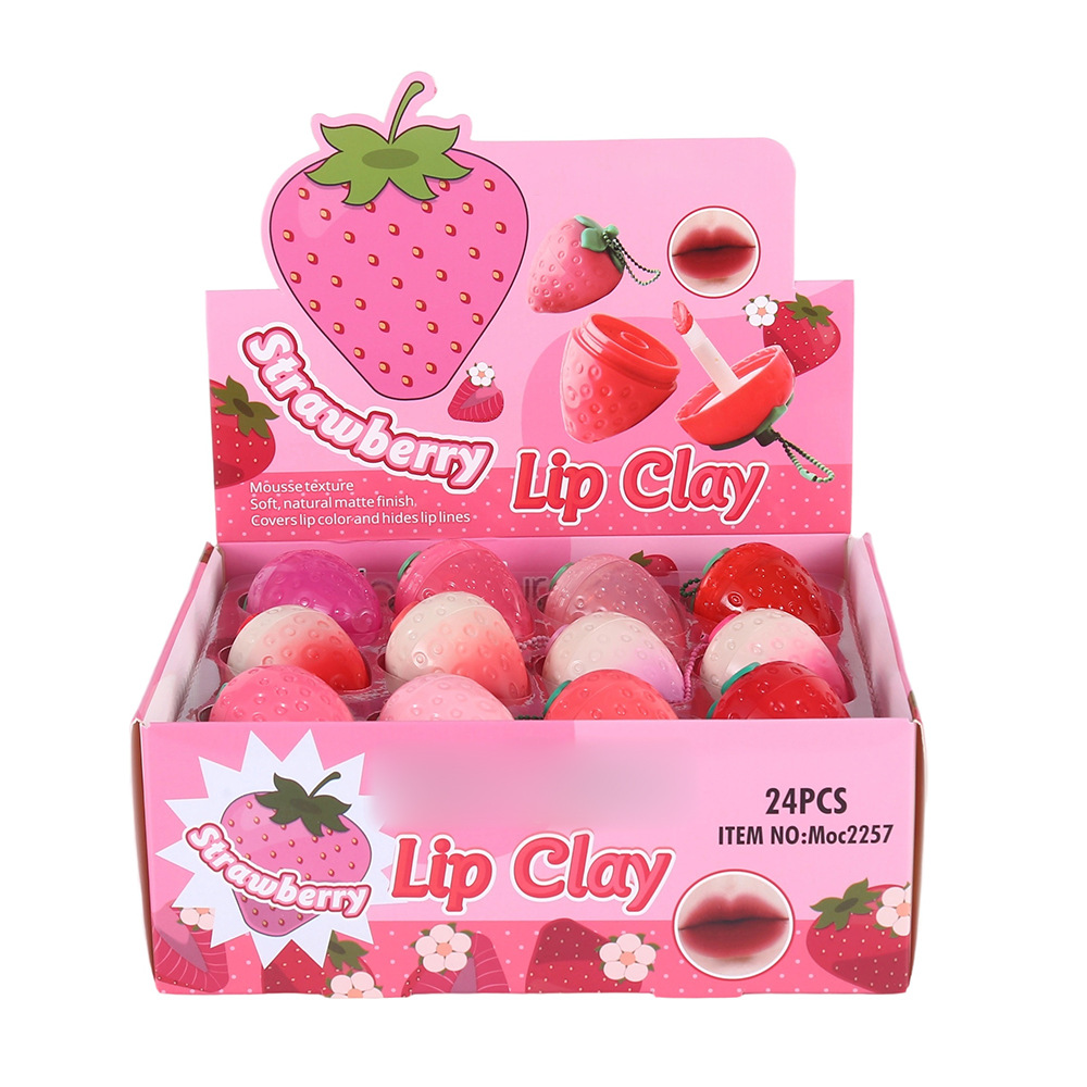 Strawberry Lip Balm Moisturizing and Lightening Lip Lines Lipstick Base Pendant Strawberry Lip Mud Fruit Scented Lip Gloss