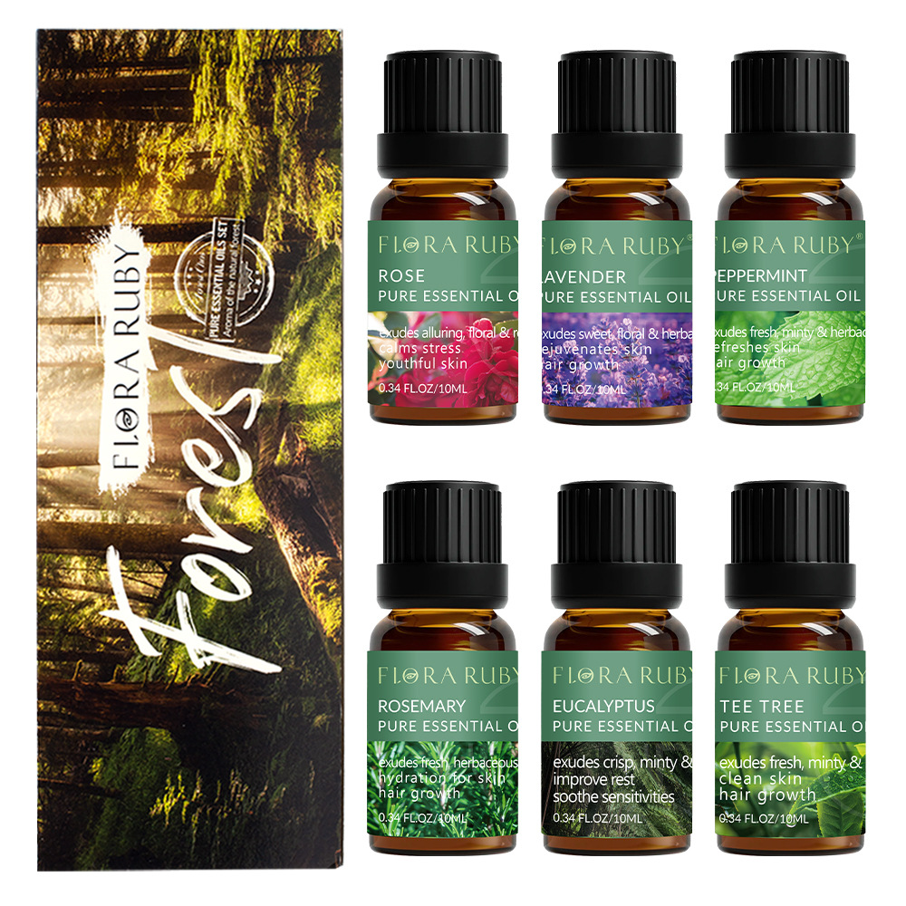 Cross-Border Plant Skin Care Aromatherapy Essential Oil Set Rose Rosemary Aromatic Pure Essential Oil Beauty Salon Manufacturer Wholesale