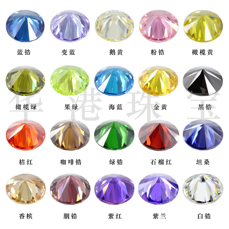 Huagang Gem Round Zircon Bare Stone Ring Wholesale Wuzhou Sharp Bottom AAA White Color Artificial CZ Hao Stone