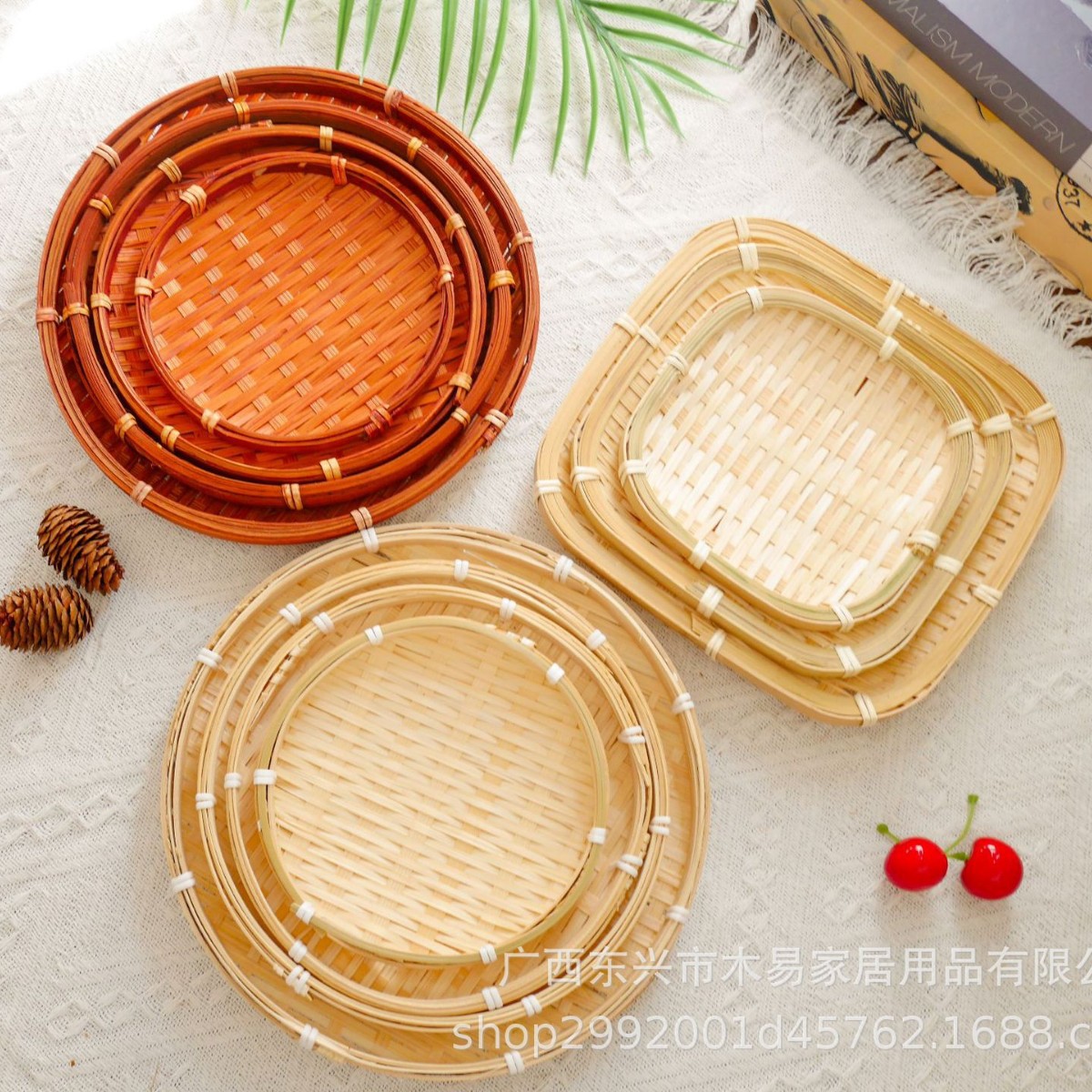 Bamboo Snack Fruit Basket, Cake Display Rack, Handmade Multi-Layer Storage Basket, Creative Bamboo Basket Ornaments