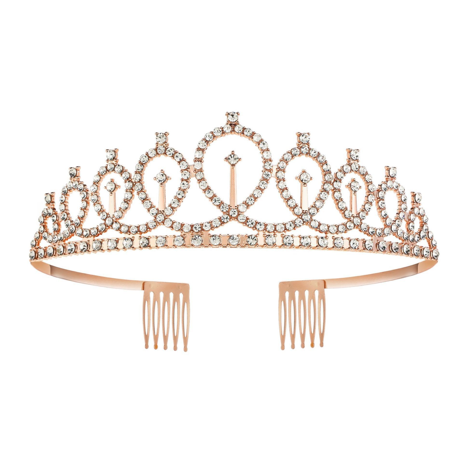 Birthday Party Decorative Alloy Full Diamond Exquisite Crown Hair Band Shoulder Strap Girl Etiquette Belt Crown Cross-border Hot Sale