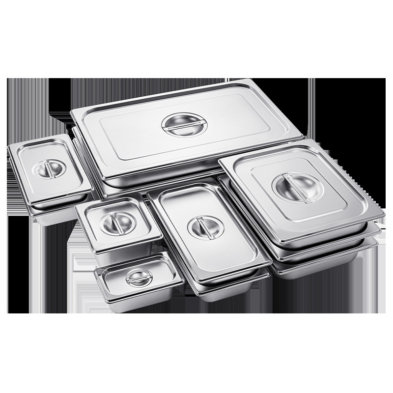 Golden Key Stainless Steel Portion Basin Straight Body Curled Canteen Commercial Served Vegetable Self-service Fast Food Basin