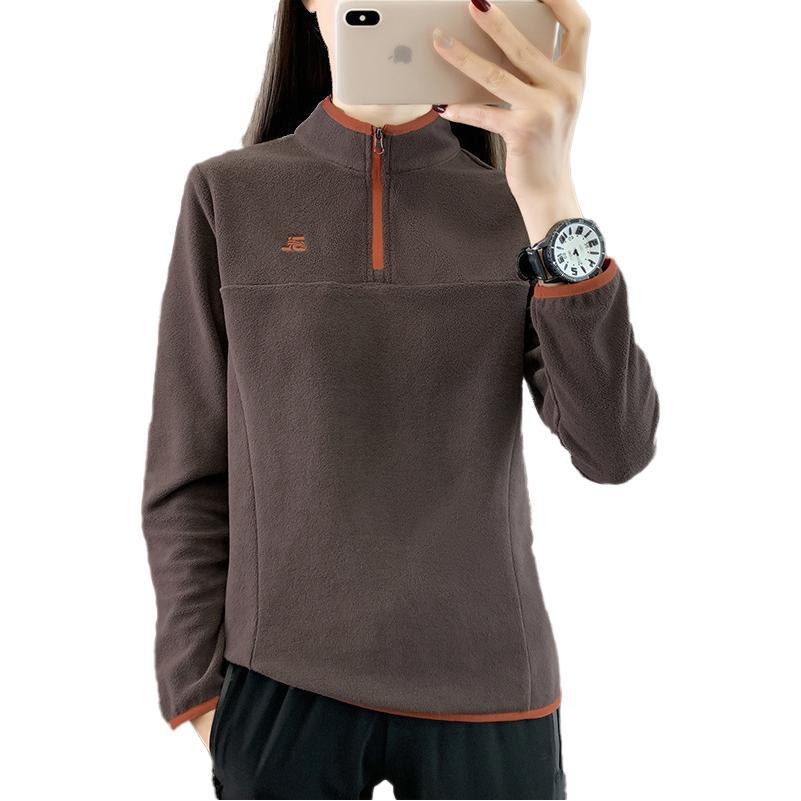 24C91 new 2024 sports outdoor half zipper dense velvet collar base coat women's ultra light fleece