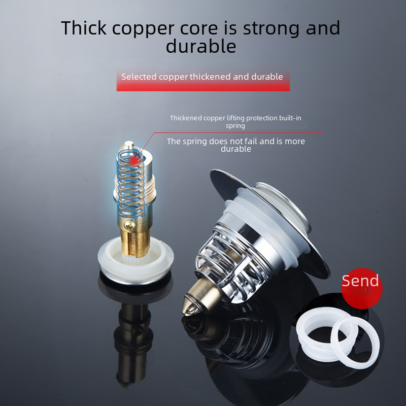 Wash basin leaking plug stainless steel deodorant bounce core press type sink drain wash basin universal accessories