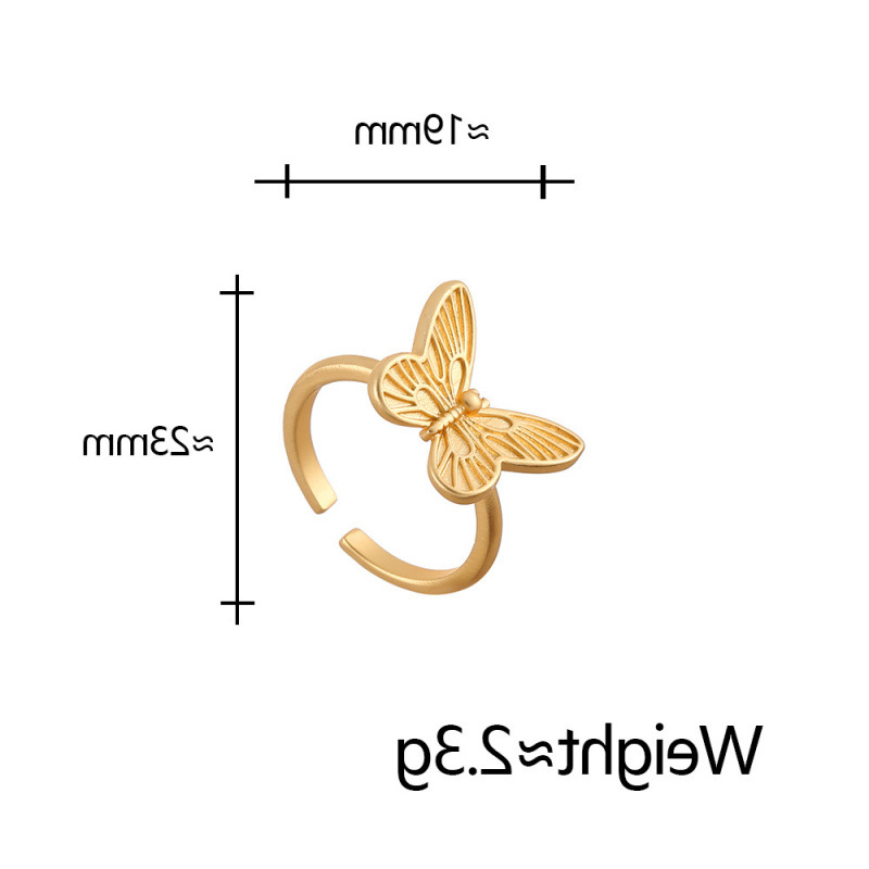 Casual Elegant, Matte, High-End Metal Butterfly Open Ring, Niche Design, Fashionable and Personalized Daily Accessories