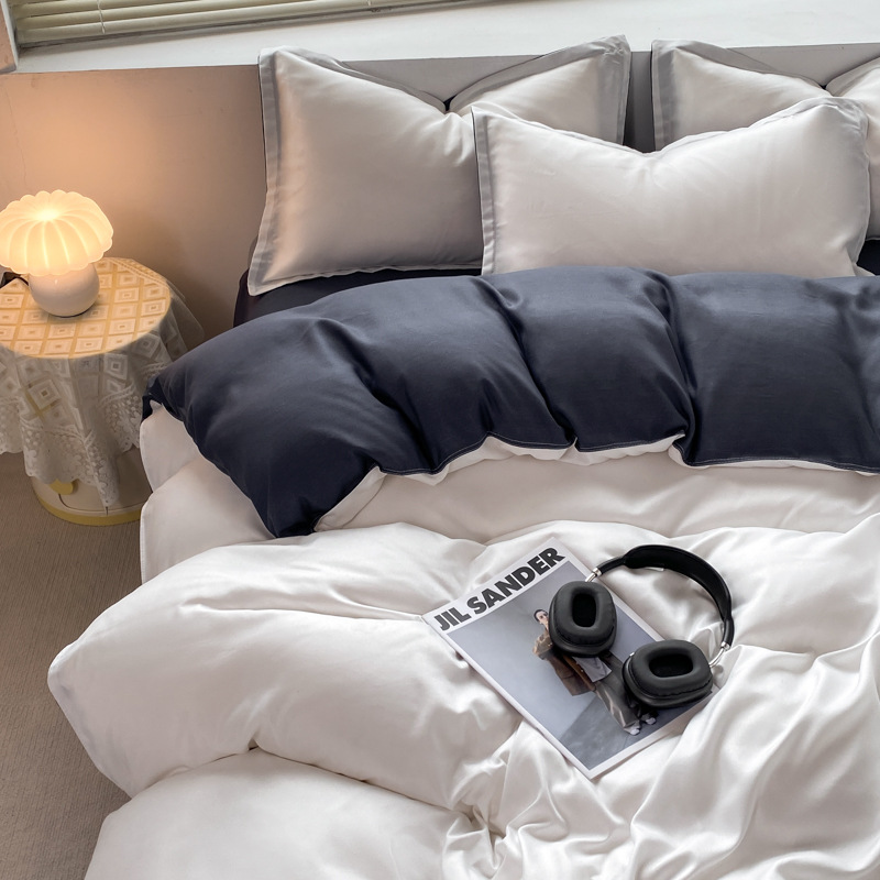 White Blue Black Quilt Complete Set Student Dormitory Six-piece Set Single Bed Supplies Double Thickened Eight-piece Set