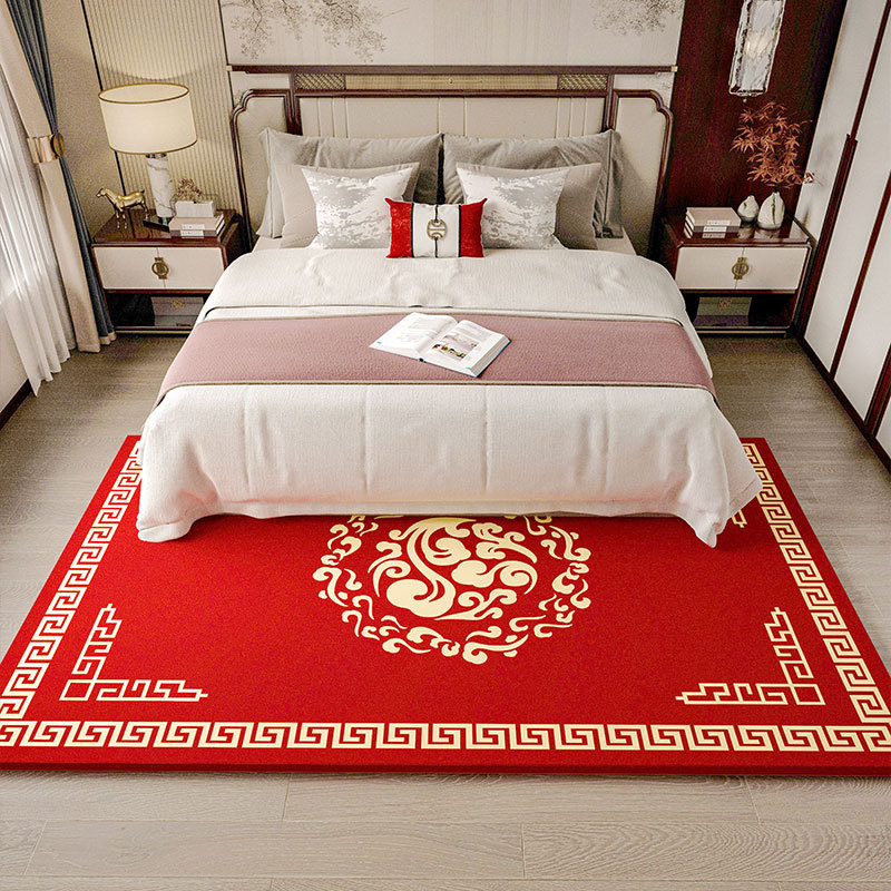 Red Festive Wedding Living Room Bedroom Bay Window Opening Ceremony Wool Blended Carpet Handmade Full Carpet