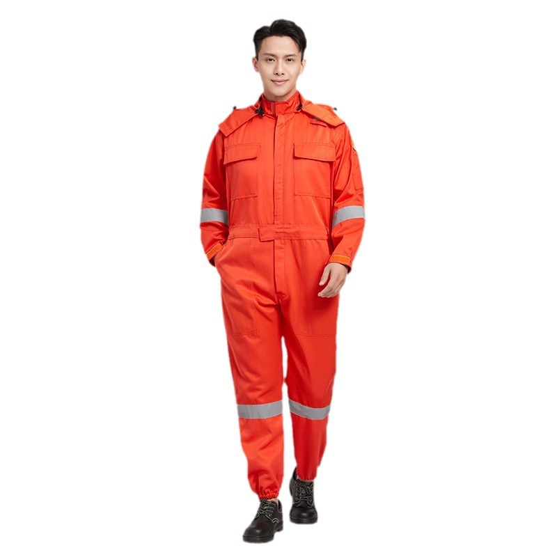 Acid and Alkali Resistant Anti-Static Coverall Chemical Enterprise Labor Protection Jumpsuit with Hood Crew Factory Ship Protective Clothing Logo