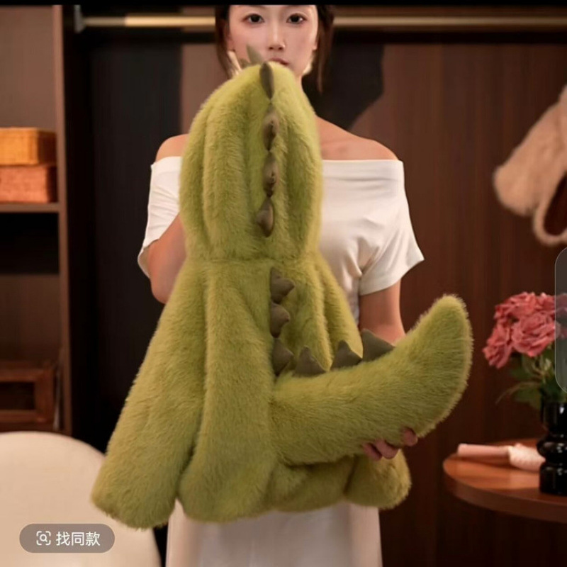 Children's Winter Outwear Wool Sweater 2025 New Velvet Thickeneded Warm Dinosaur Imitation Fur Kidsren's Clothing for Boys and Girls