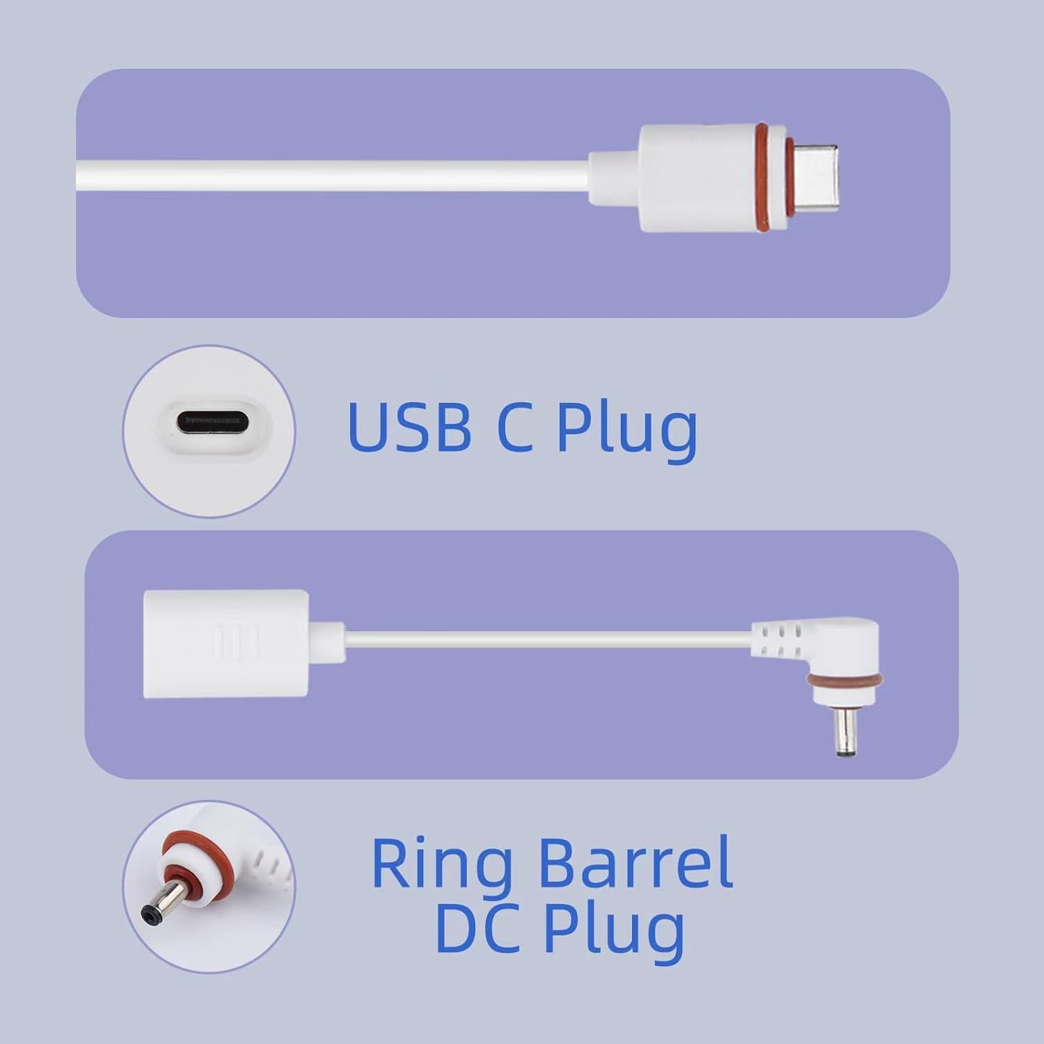Amazon Ring Surveillance Camera Solar Panel Type-C to Dc3.5 Ring Dedicated Adapter Cable