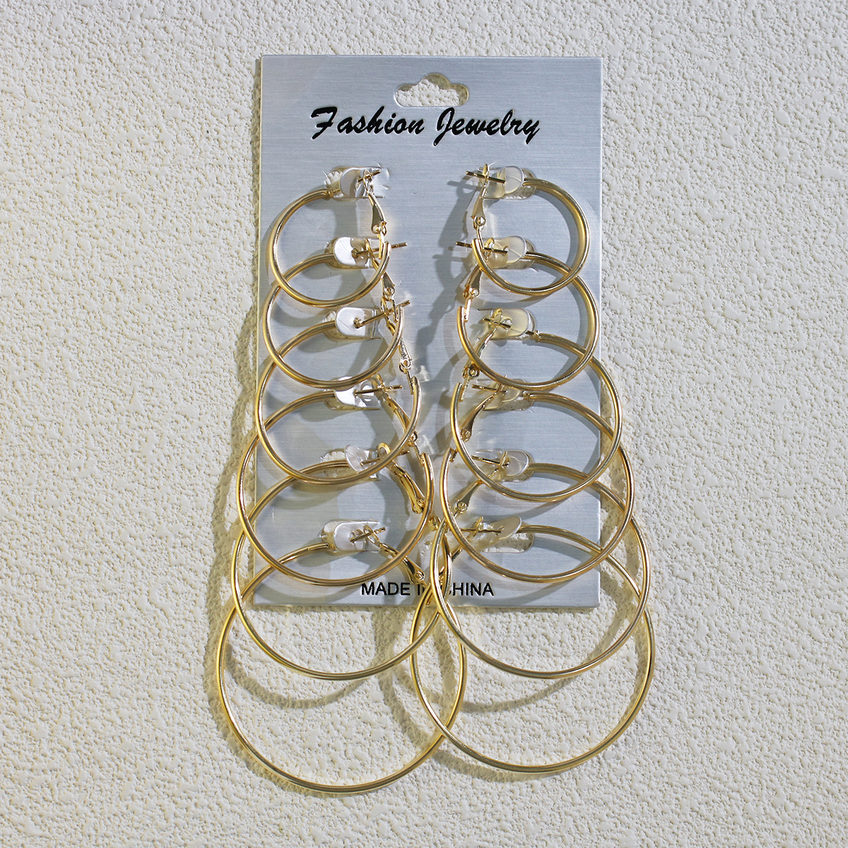 European and American all-match earrings female slimming Internet celebrity 1 Set 6 pairs glossy C ring different size earrings combination simple fashion