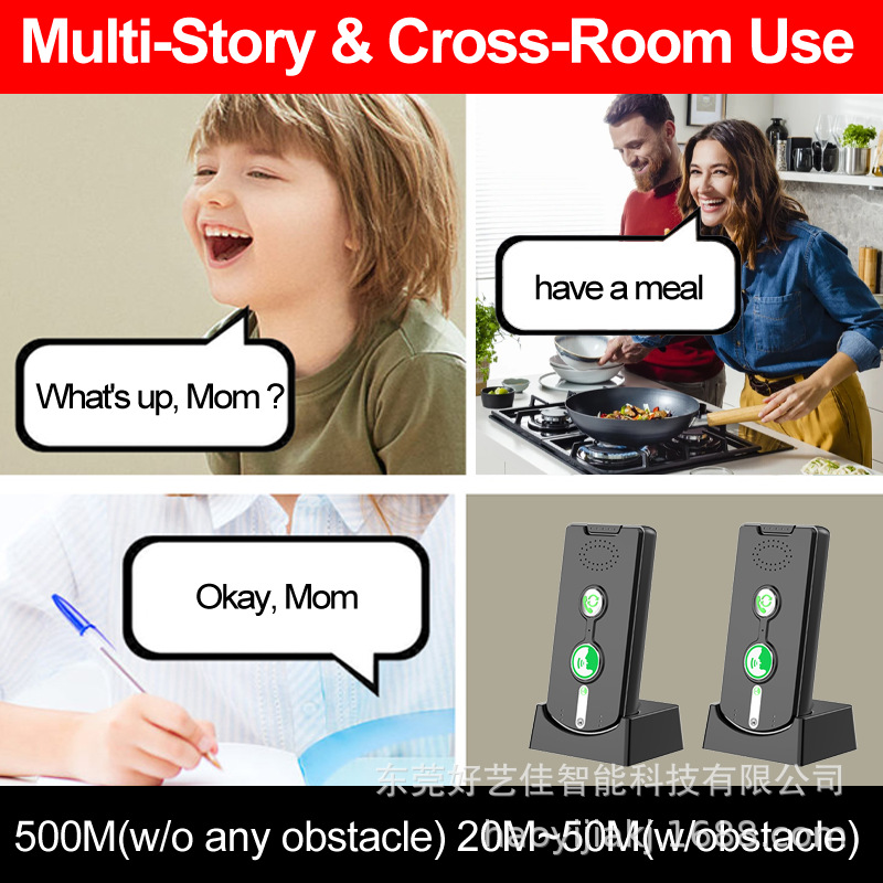 Cross-Border Supply Intercom Wireless Pager Emergency Button Call Bell Children's Voice Machine Wireless Two-Way Intercom