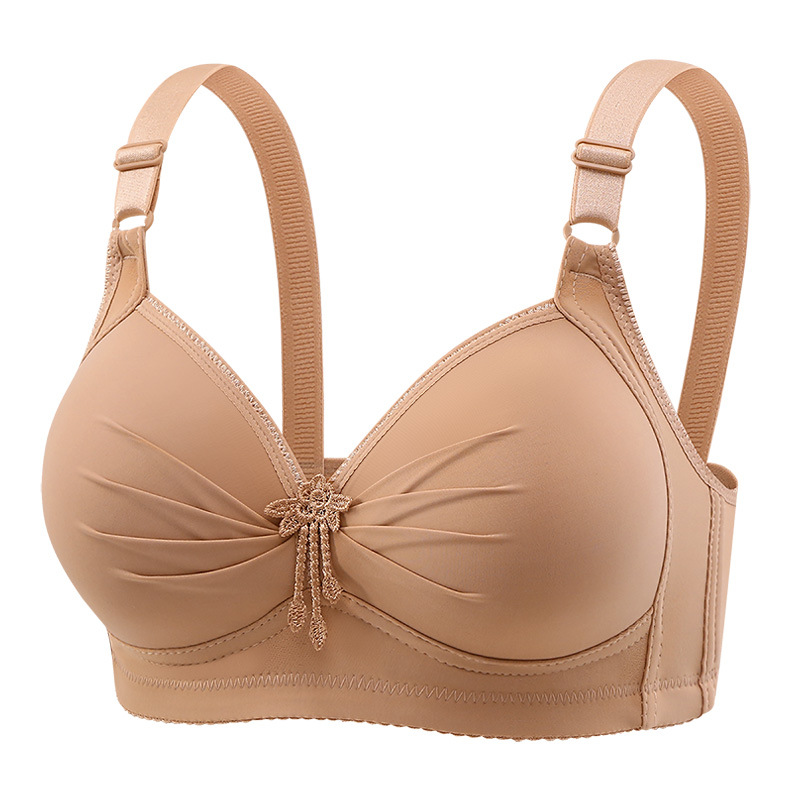 Adjustable Full-Cup Bra for Middle-Aged and Elderly People Without Rims, Thin Cup Push-Up Intimates for Women with Large Breasts and Secondary Breasts