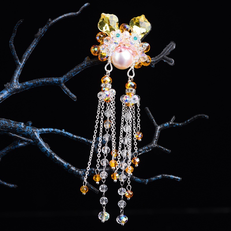 Original Sword Horse Dan Hanfu Jewelry Flower Tassel Antique Earrings Hanging Popular