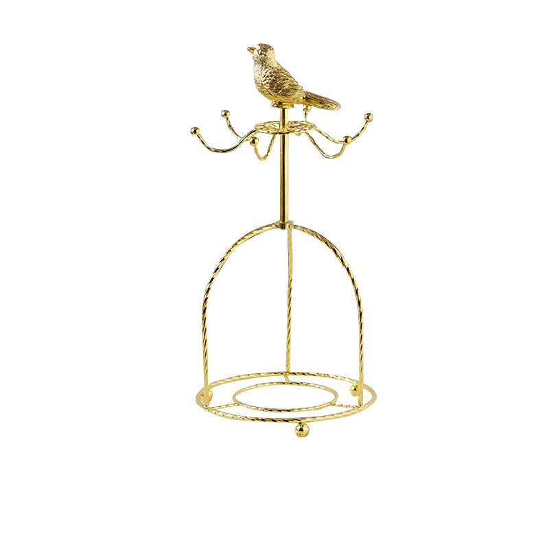 Bird Cup Holder Light Luxury Coffee Cup Set Storage Rack Iron Plating Basket Golden Black Draining Single Cup Saucer Rack