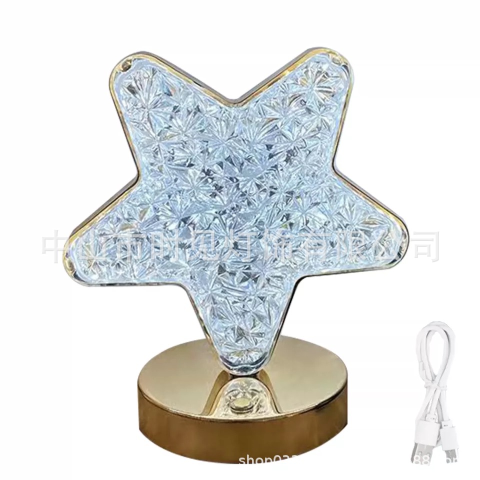 Factory Direct Sales Creative Star Moon Touch Three-Color Charging Atmosphere Lamp Bedroom Birthday Gift Decoration Night Light