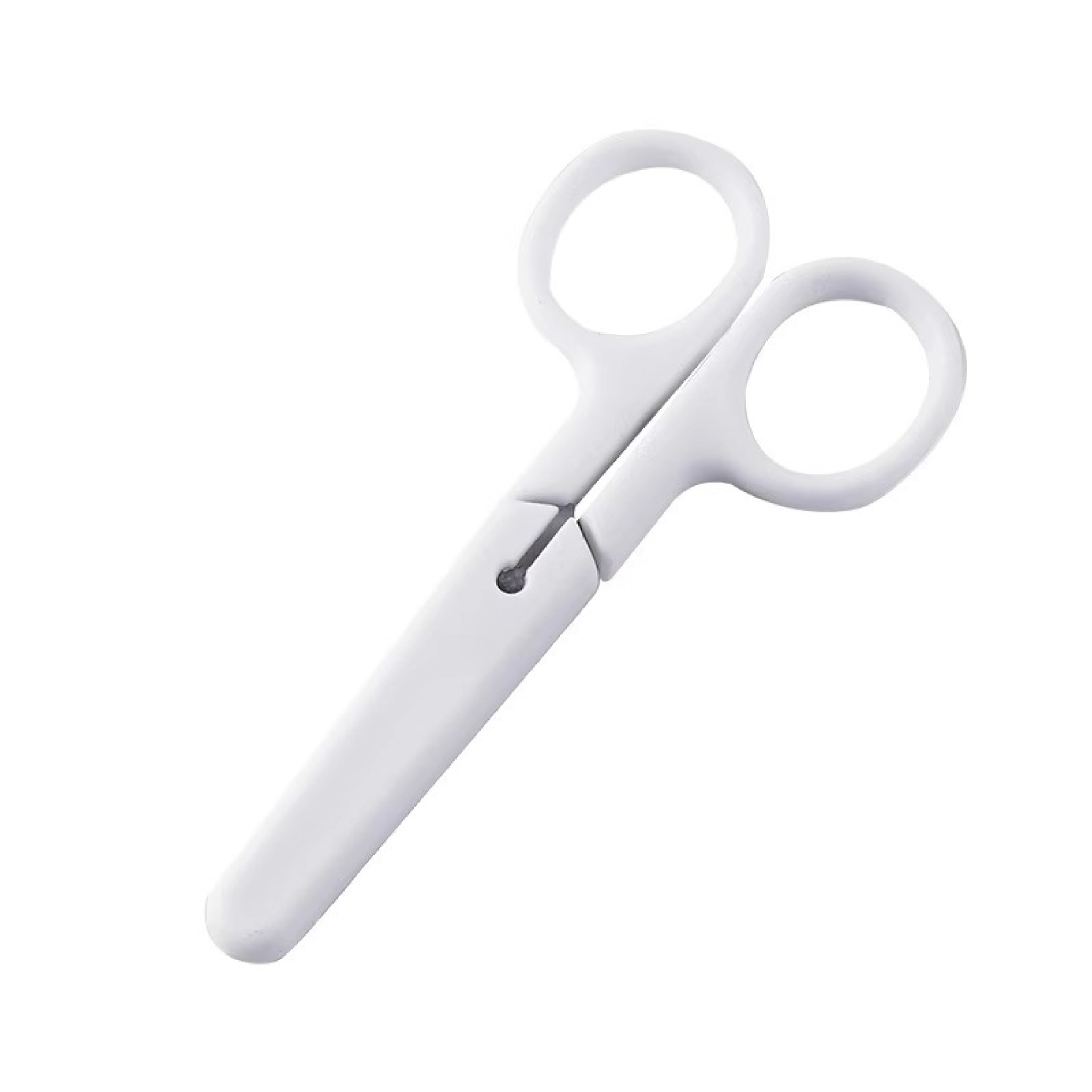 Ins Style White Kidsren's Scissors Stationery Kindergarten Handmade Paper-Cut Scissors Student Scissors Round Head with Lid Small Scissors