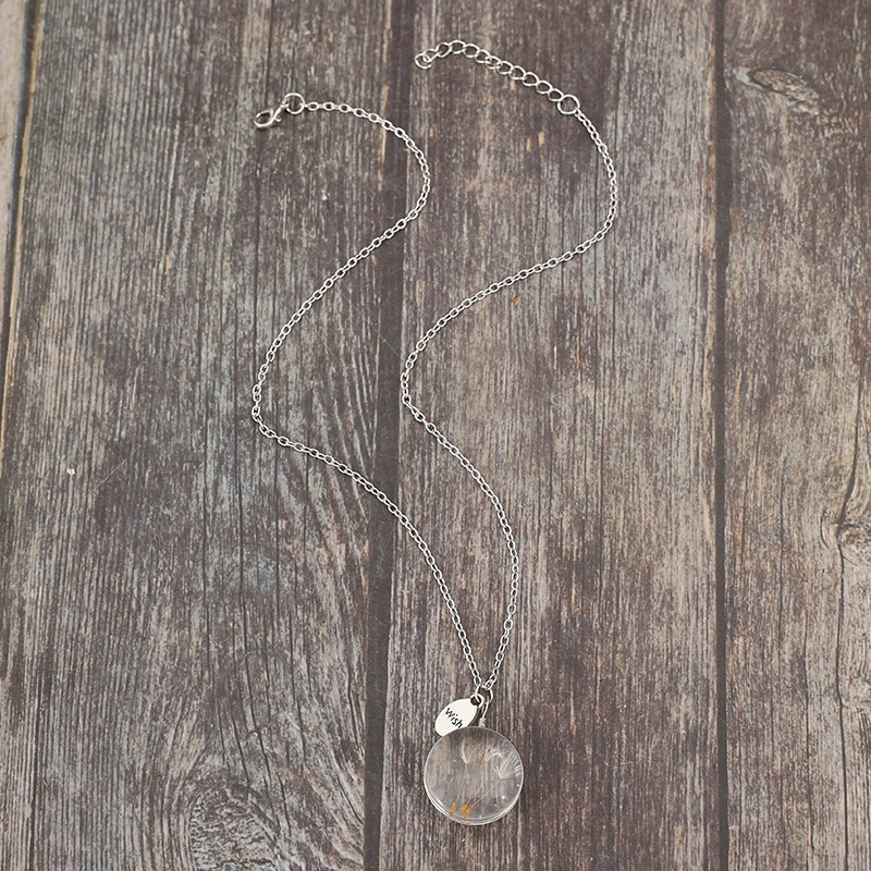Wish cross-border new fresh simple wind three dandelion time gem pendant necklace wholesale