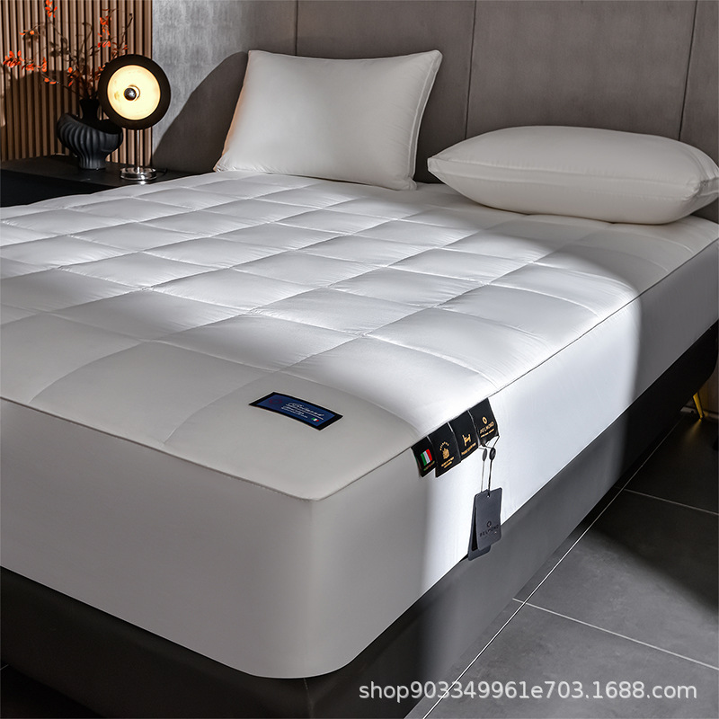 Five-Star Hotel down Fitted Sheet 95 White Goose down Bed Pad Mattress Silent Anti-Feather All-Season Thin Machine Washable