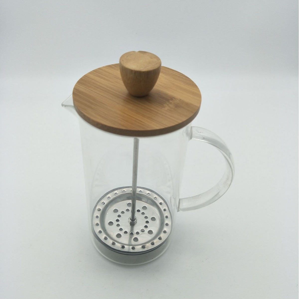 Wooden Cover Coffee Hand Brewing French Press High Borosilicate Tea Maker Stainless Steel Push-Type Coffee Pot Cold Brew Sharing Pot