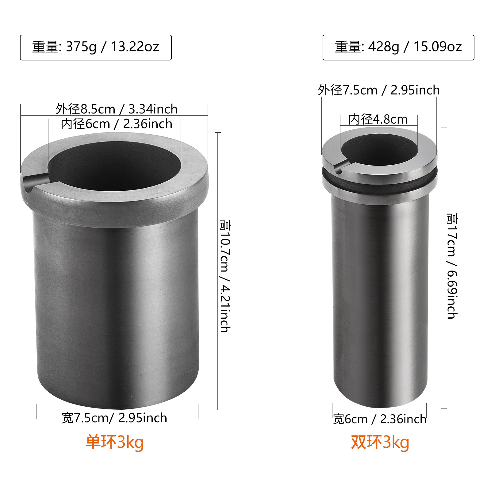 Double-Ring Graphite Crucible, Gold Melting Furnace, Electric Furnace, High Temperature Resistant Crucible 123kg Single-Ring Medium Frequency Gold Melting Machine Liner